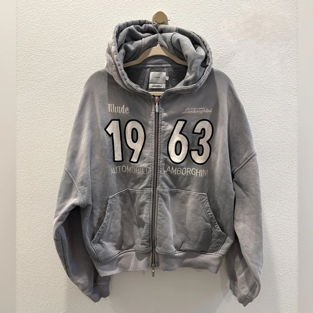 Rhude x Lamborghini Collab 1963 Zip Hoodie Unisex Limited Edition Mens L